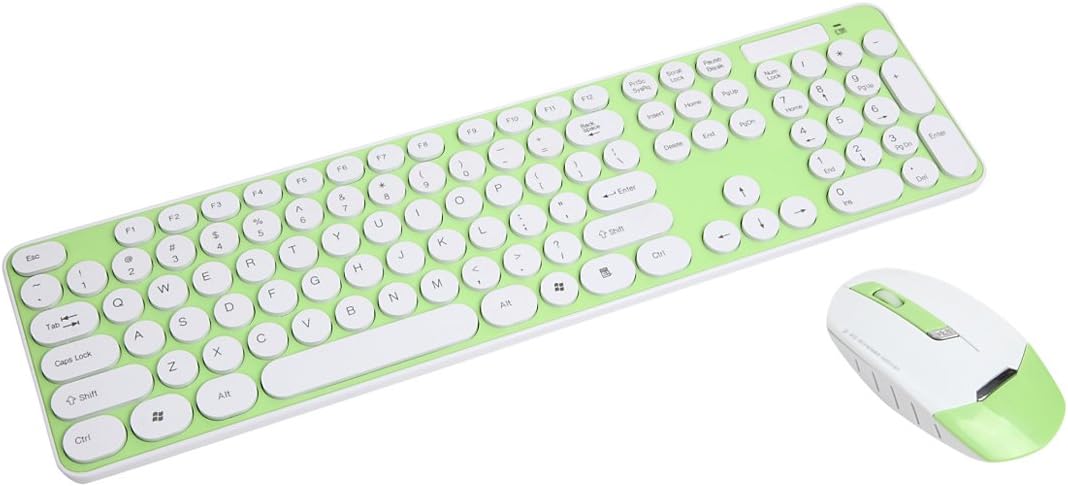Amazon ワイヤレス キーボード ワイヤレスマウス付き 2 4ghz 通信距離約5m ワイヤレスキーボード 無線 おしゃれ 可愛い レシーバー付き Usb接続 Kb 3960 グリーン ホワイト Mitas キーボード マウスセット 通販