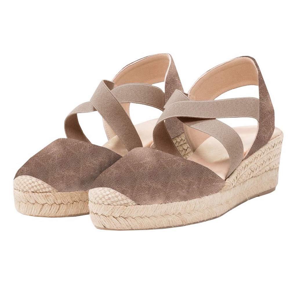 Womens Closed Toe Espadrilles Wedge Sandals Elastic Ankle Strap Heels Dress Shoes - Image 4