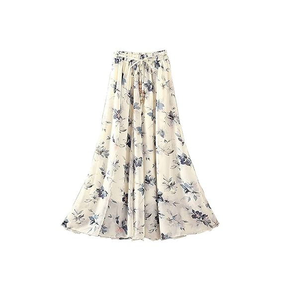 Damen Lässig Boho Kleine Blumen Marken Sommerrock Classic Strandrock Chiffon Mode Party Jungs Maxi Lang Gefaltet Rock Long Sk