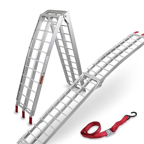 ms-point 1x Auffahrrampe Verladerampe Quadrampe KFZ-Rampe Klappbar Alu bis 340Kg Traglast Gegittert