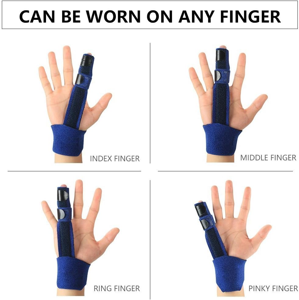 HeBro Finger Extension Splint for Trigger Finger, Mallet Finger, Finger Knuckle Immobilization, Finger Fractures, Pain Relief Metallic Hand Splint Finger Support (Wrist Circumference < 8.45")