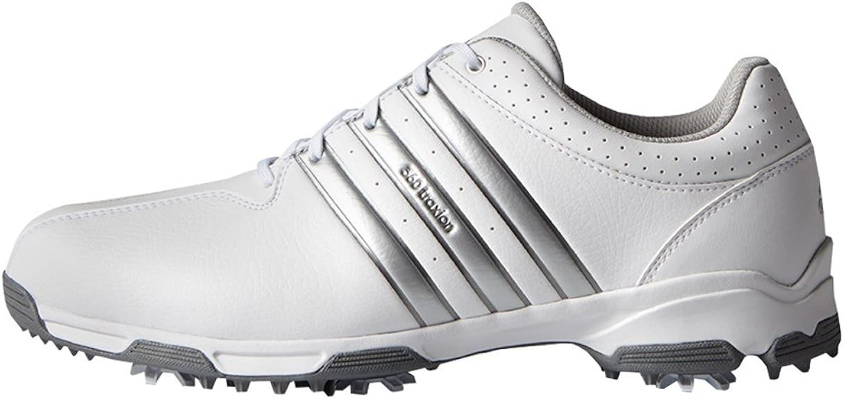Amazon.com | adidas New Men's Tour Traxion TR Golf Cleat White/Silver MTLC 8 | Golf