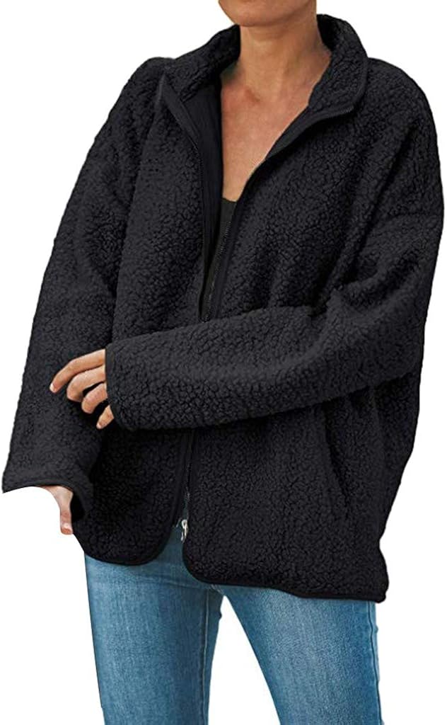 Hoodie Femme Ample Pull à Capuche Zippé Femme Manteau Polaire