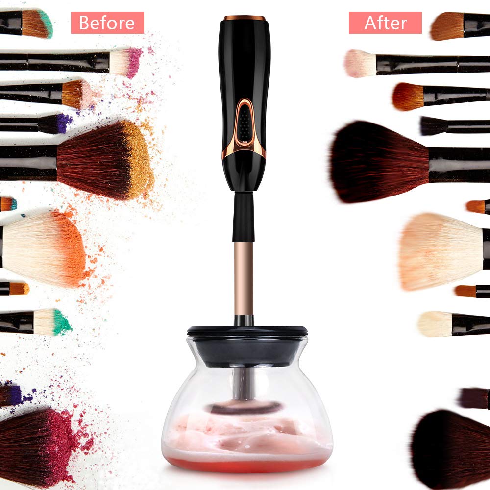 Makeup Brush Cleaner,Akean Professional Makeup Brush Cleaner and Dryer Machine, Cleans and Dries All Makeup Brushes in Seconds (Black)