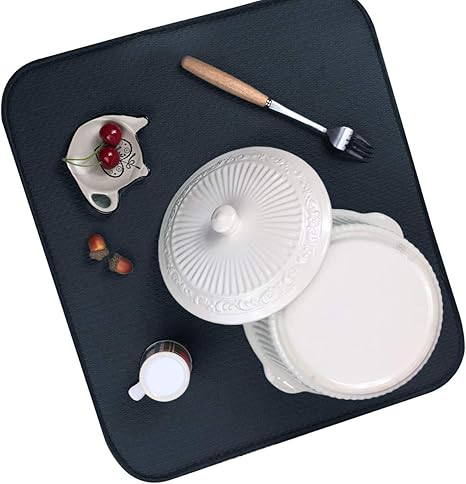 Amazon Co Jp 水切りマット ドライングマット キッチン 食器 大判 吸水抜群 速乾 抗菌 防カビ 41 46cm ブラック ホーム キッチン