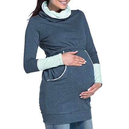 Mutterschaft Rollkragen Pullover Tops Damen Stillzeit Umstandsmode T-Shirt Umstandshirt Oberteil Schwangerschaft Herbst Winte
