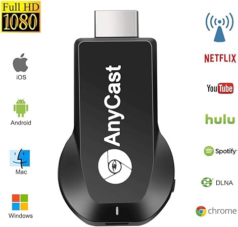 Amazon 19改良 Anycast ドングルレシーバー Wifiディスプレイ クロムキャスト 1080pドングルレシーバー ワイヤレスhdmiドングル ワイヤレスwifi受信機 ワイヤレスミラーリング 1080p Hdビデオ伝送をサポート 無線hdmiアダプター スマホテレビ接続 Miracast