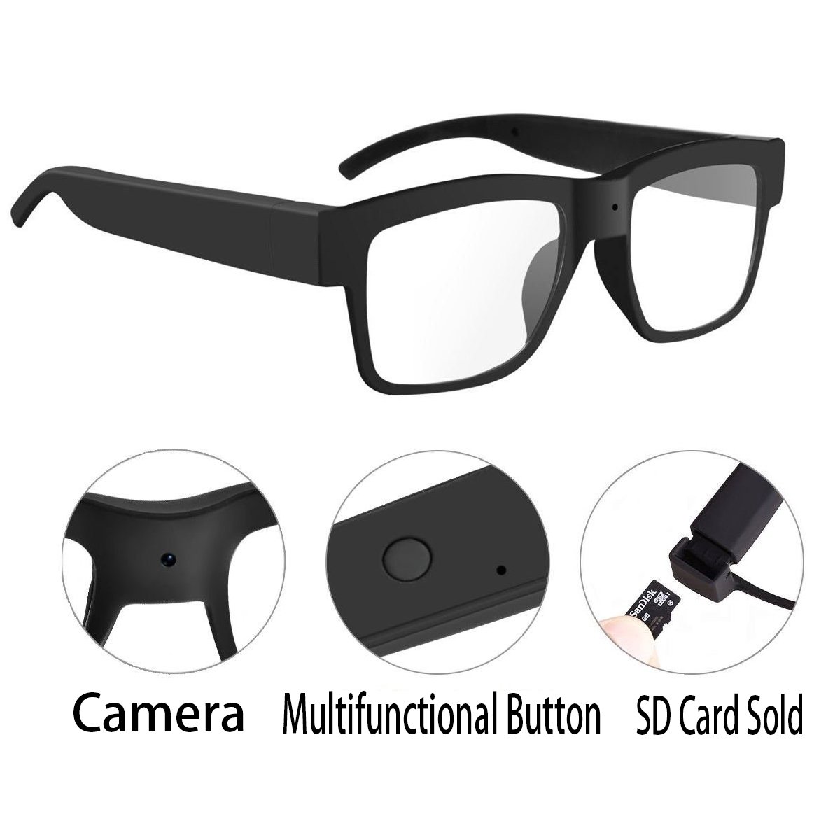 Camera Glasses,WBPINE Hidden Camera Glasses HD 1080P Mini Spy Glasses
