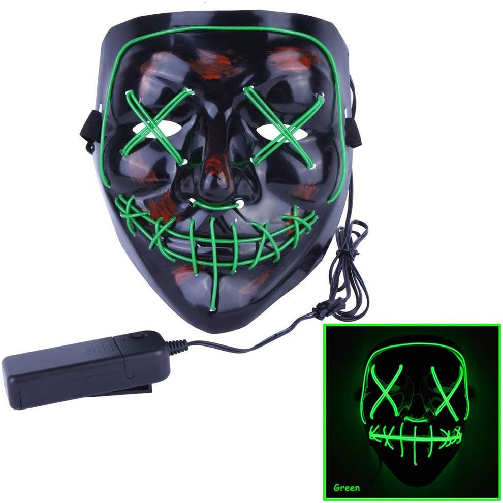 Halloween Mask LED Light up Mask for Halloween Costume Cosplay Festival