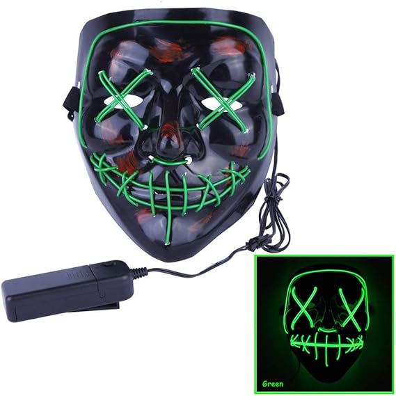 Halloween Mask LED Light up Mask for Halloween Costume Cosplay Festival