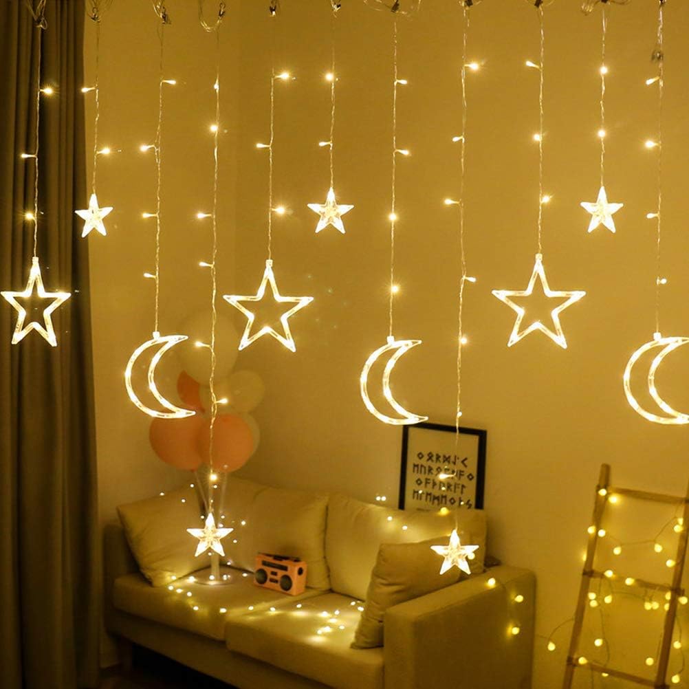 LaoZi Plug Festoon Moon Star Lamp Fairy Curtain Light Christmas Lights Decoration Holiday Lights Sting for New Year Wedding