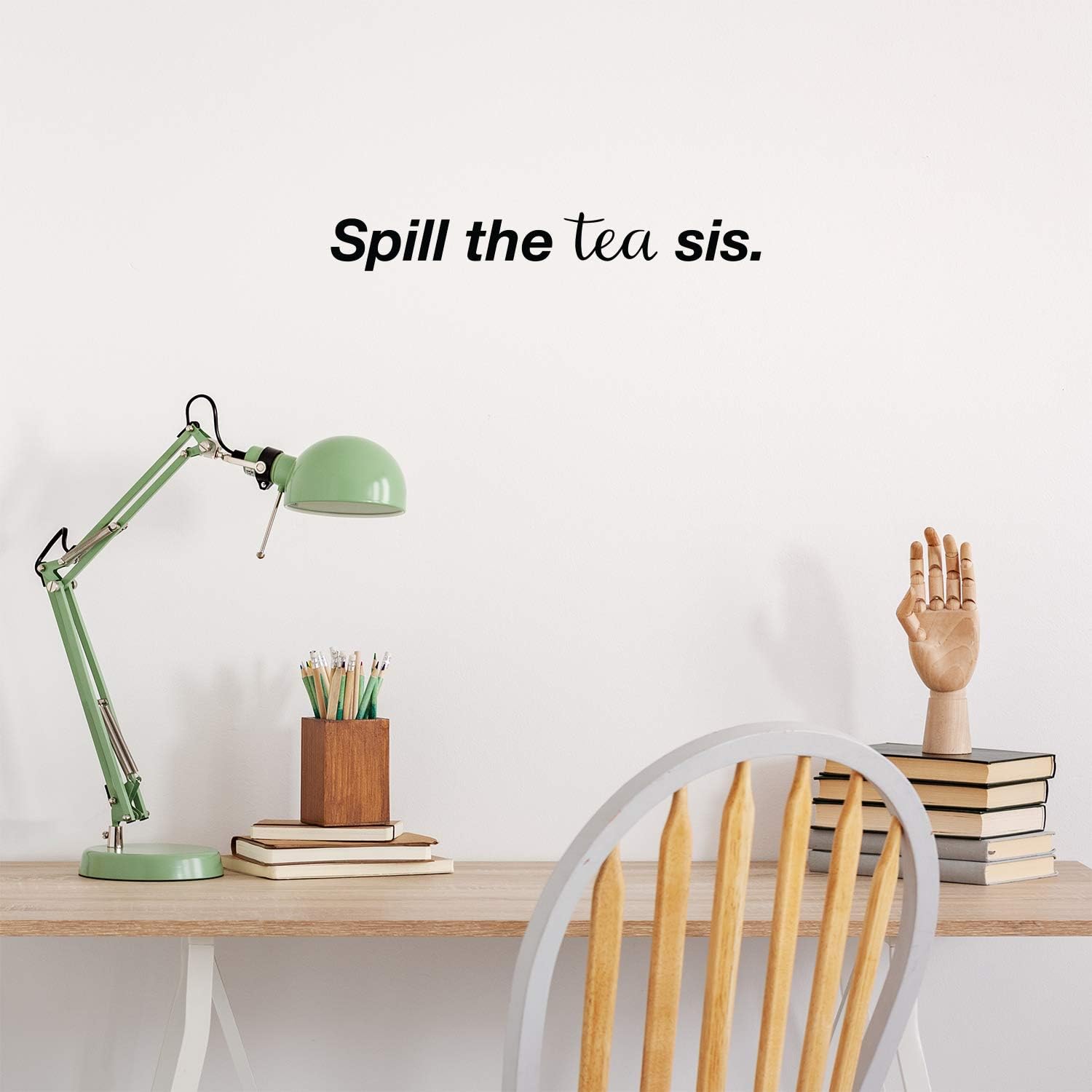 Vinyl Wall Art Decal - Spill The Tea Sis - 3" x 22" - Trendy Chic Women's Female Modern Humor Indoor Home Apartment Living Room Bedroom Office Dorm Room Work Decor Quotes