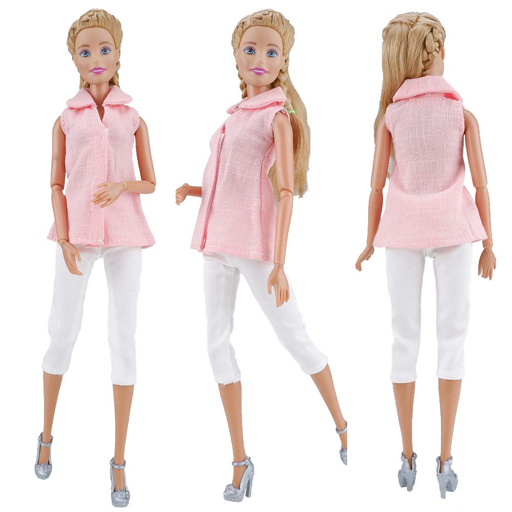 E-TING Lot 11 Items = Fashion Casual Outfit Suit Couple Clothing Accessories Shoes for Girl Boy Dolls