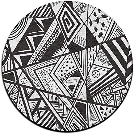 deyhfef Non-Slip Round Rug Black Stripe Pattern Entrance Doormat Floor Pet Kids Mat Shoes Scraper Diameter 23.6 inch