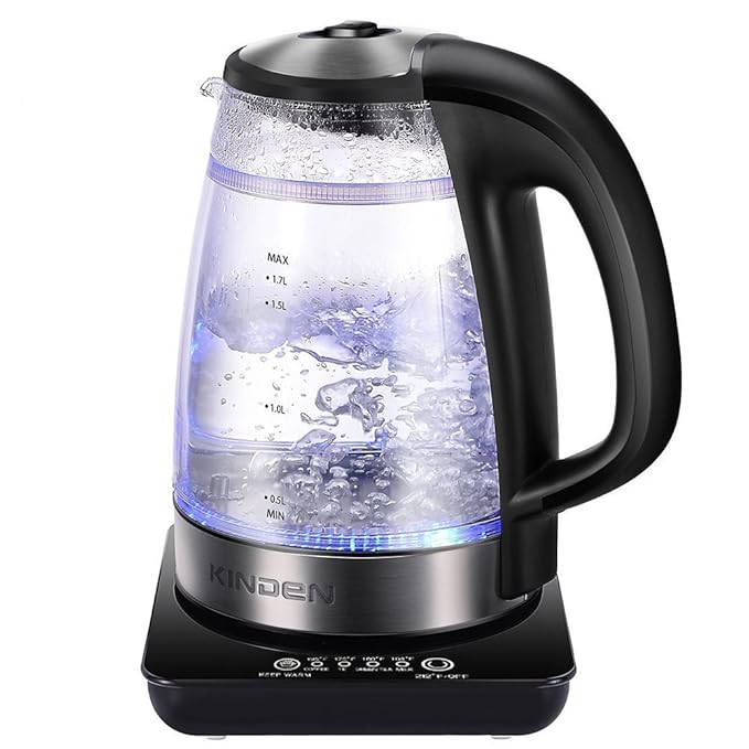 KINDEN Glass Electric Kettle (BPA Free) 1.7L Hot Water Tea Kettle