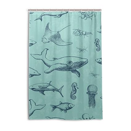 Amazon Com Ocean Undersea Fish Whale Shower Curtain Bath Curtains
