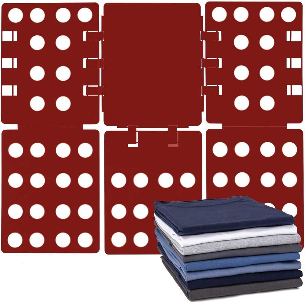 Gorilla Grip Shirt Folding Board, Easy Fold Collapsible Clothes Folder, Durable Flip Boards for T Shirts, Clothing, Tshirt Storage, Home Laundry Room Organizer, Apartment and Travel Essentials, Red