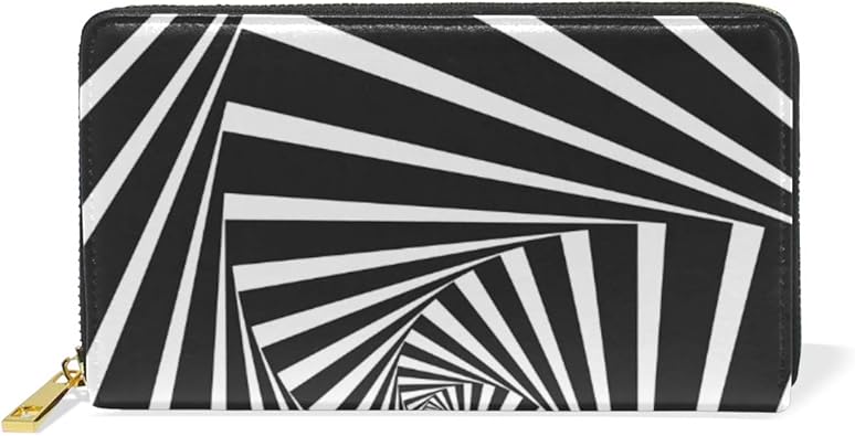 Amazon 長財布 二つ折り 幾何学模様 白黒 レディース メンズ 人気 おしゃれ 可愛い さいふ 小銭入れ ラウンドファスナー ウォレット 大容量 コンパクト 男の子 女の子 軽量 ガールズ ボーイズ 学生 軽い Kasamo 財布