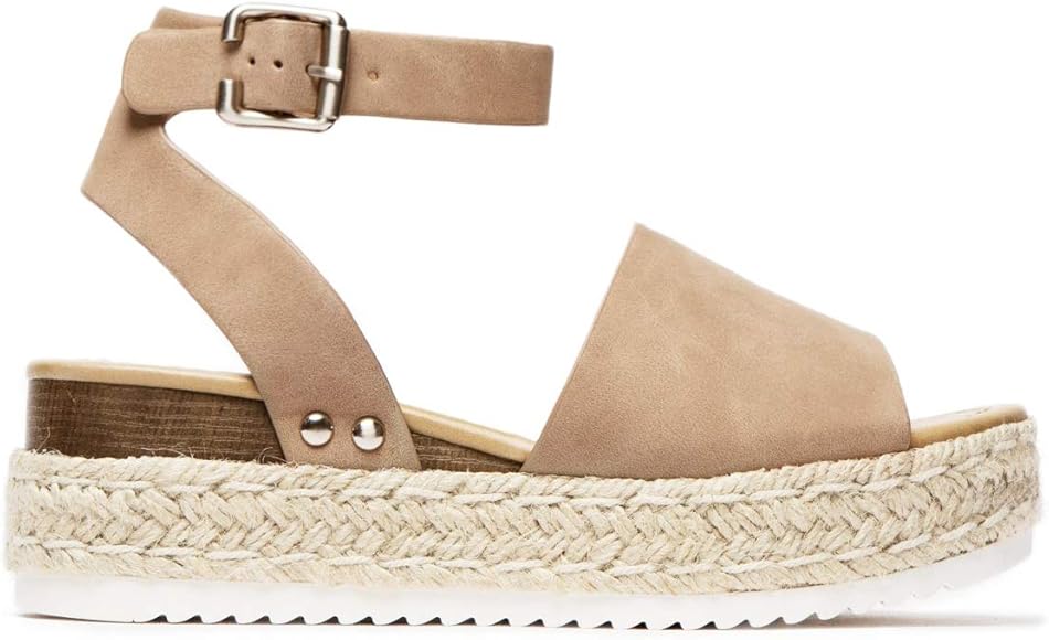 soda clip womens casual espadrilles trim flatform studded wedge