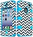 iPhone 4 Phone Case, Bastex Hybrid Model Baby Blue Silicone Cover with Black & White Chevron Pattern Hard Case