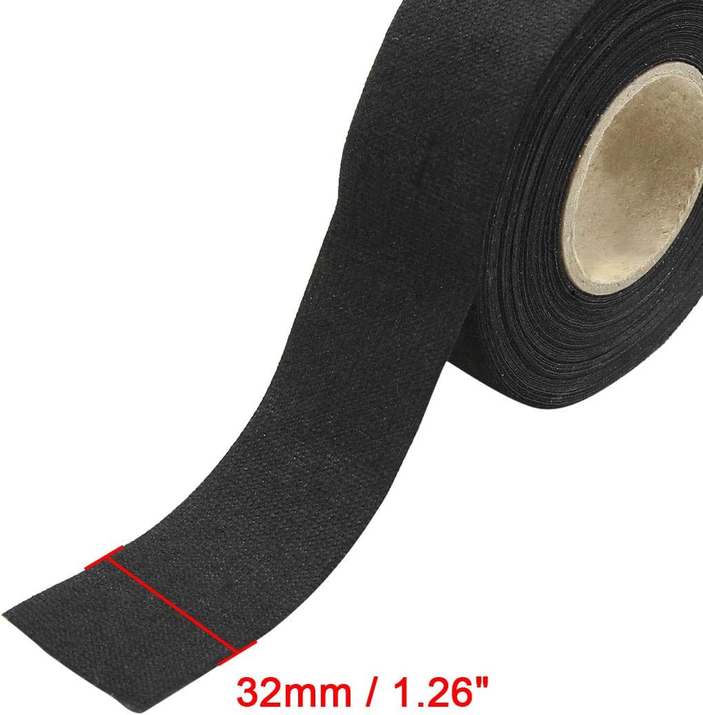 X AUTOHAUX 2pcs Adhesive Cloth Fabric Car Wire Harness Looms Tape 32mm x 15m, Black, 17 x 12 x 8.5 cm - Image 4