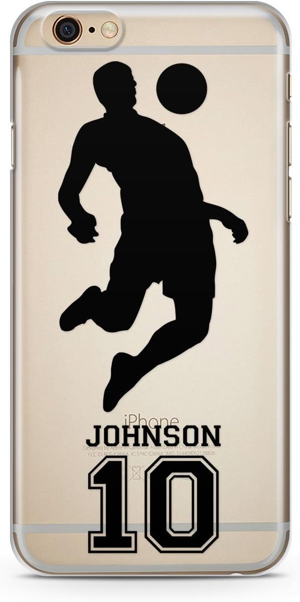 CodeiCases iPhone 6 Plus/6s Plus Clear Soccer Custom Cover with Name and Number, Soccer Custom Case Clear Transparent for iPhone
