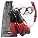 Phantom Aquatics Adult Speed Sport Mask Fin Snorkel Set, Red, Large