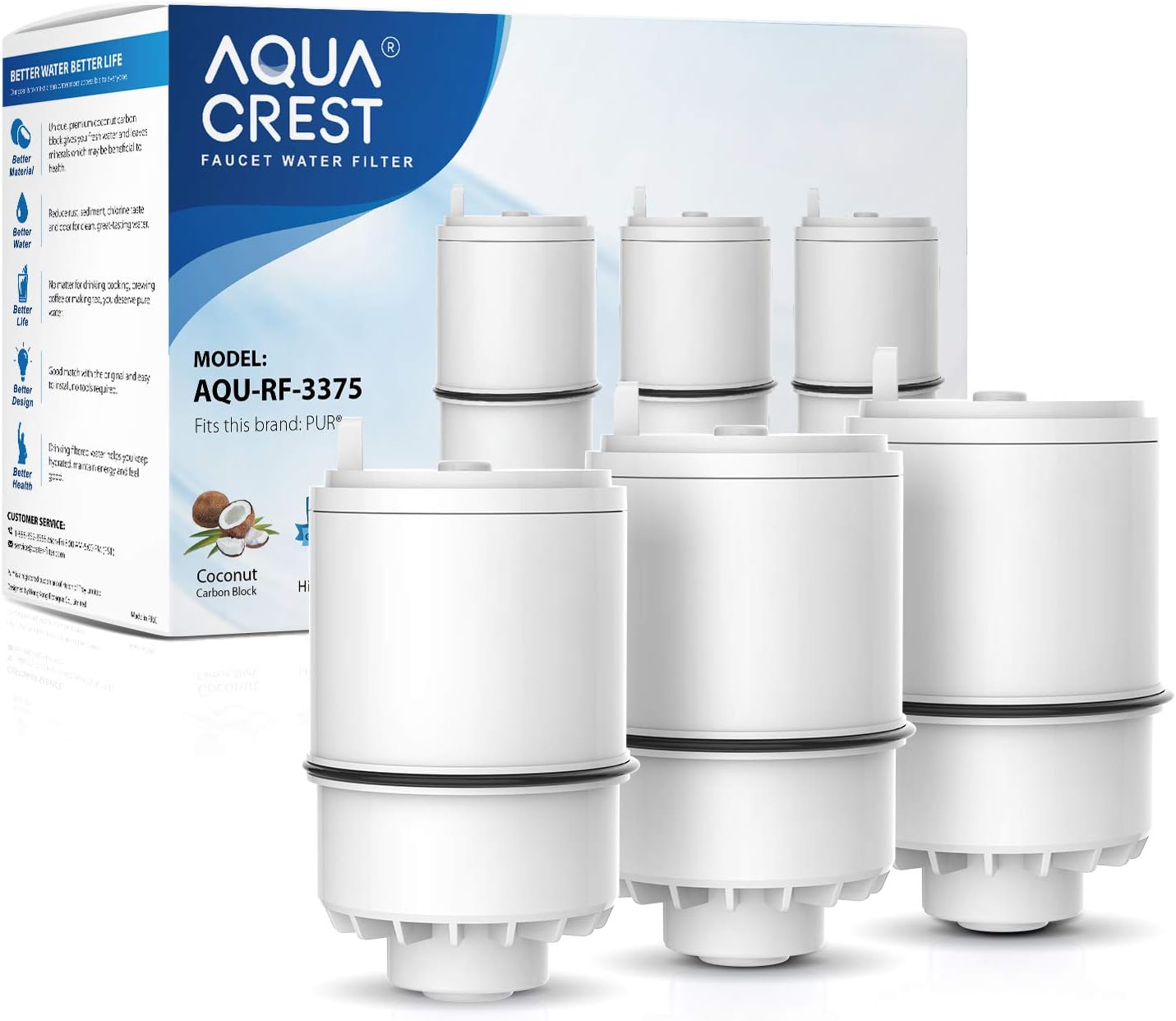 AQUACREST RF 3375 Water Filter, Compatible with Pur RF-3375 (RF33752V2) Faucet Replacement Water Filter (Pack of 3, Packing May Vary): Home Improvement