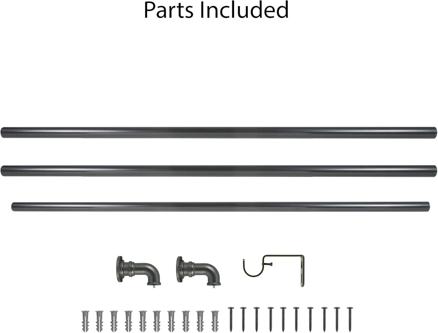 Decopolitan Industrial Wrap Around Telescoping Curtain Rod Set, 72-144", Black: Home & Kitchen