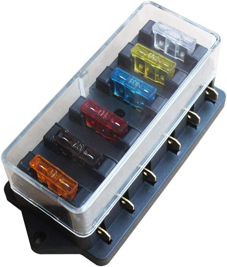 Gebildet 6 Way 32 V 1 ~ 40 A Generic Fuse Box, Blade Fuse Holder Lock with 10 Blade Free Fuses, 3A/5A/7.5A/10A/15A/20A/25A/30A/35A/40A - Image 3
