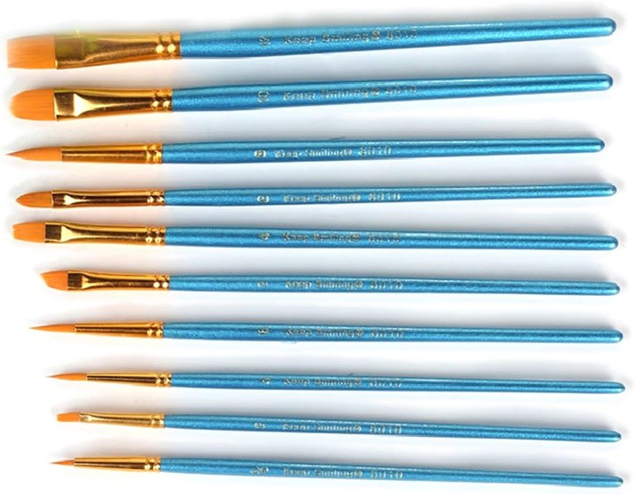 ONE HAPPY CHOICE 2 Sets of 10 Pieces Synthetic Hair Paint Brushes, Blue, for Acrylic Oil and Watercolour Painting - Image 5