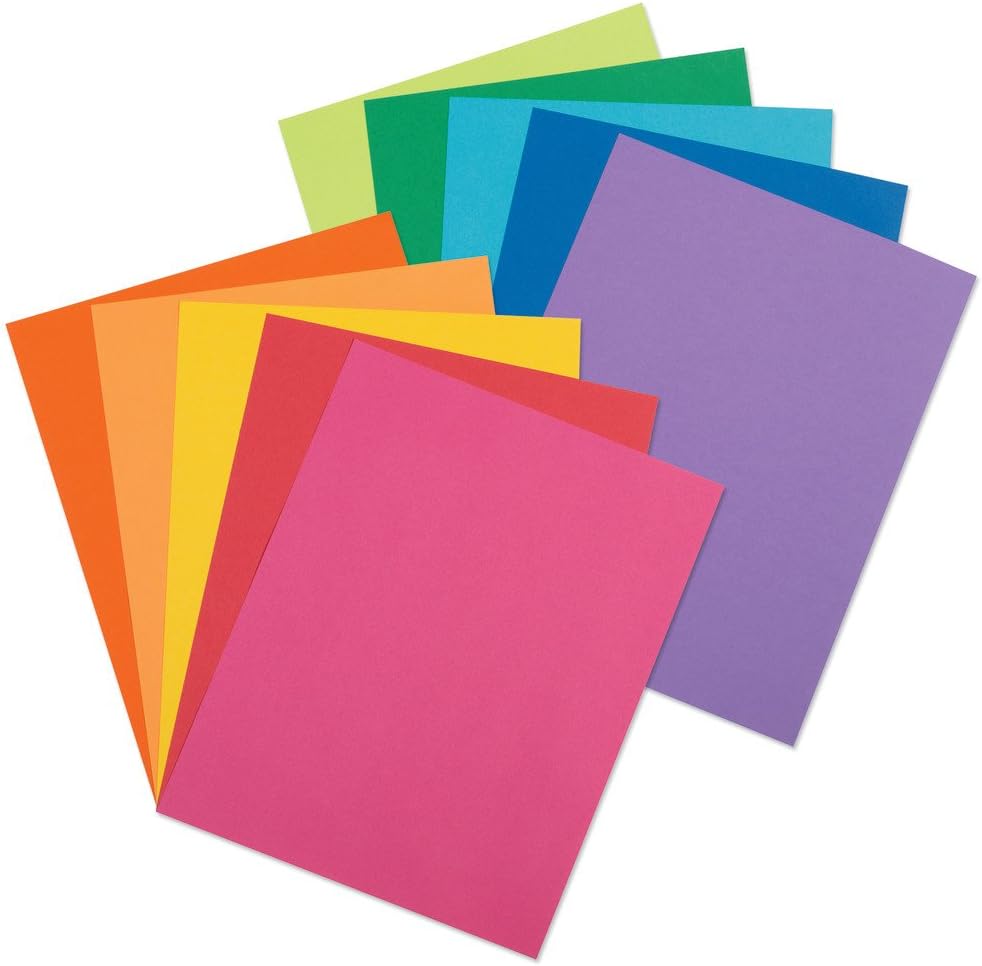 Pacon Card Stock, Colorful Jumbo Assortment, 10 Colors, 8-1/2" x 11", 250 Sheets : Cardstock Papers : Office Products