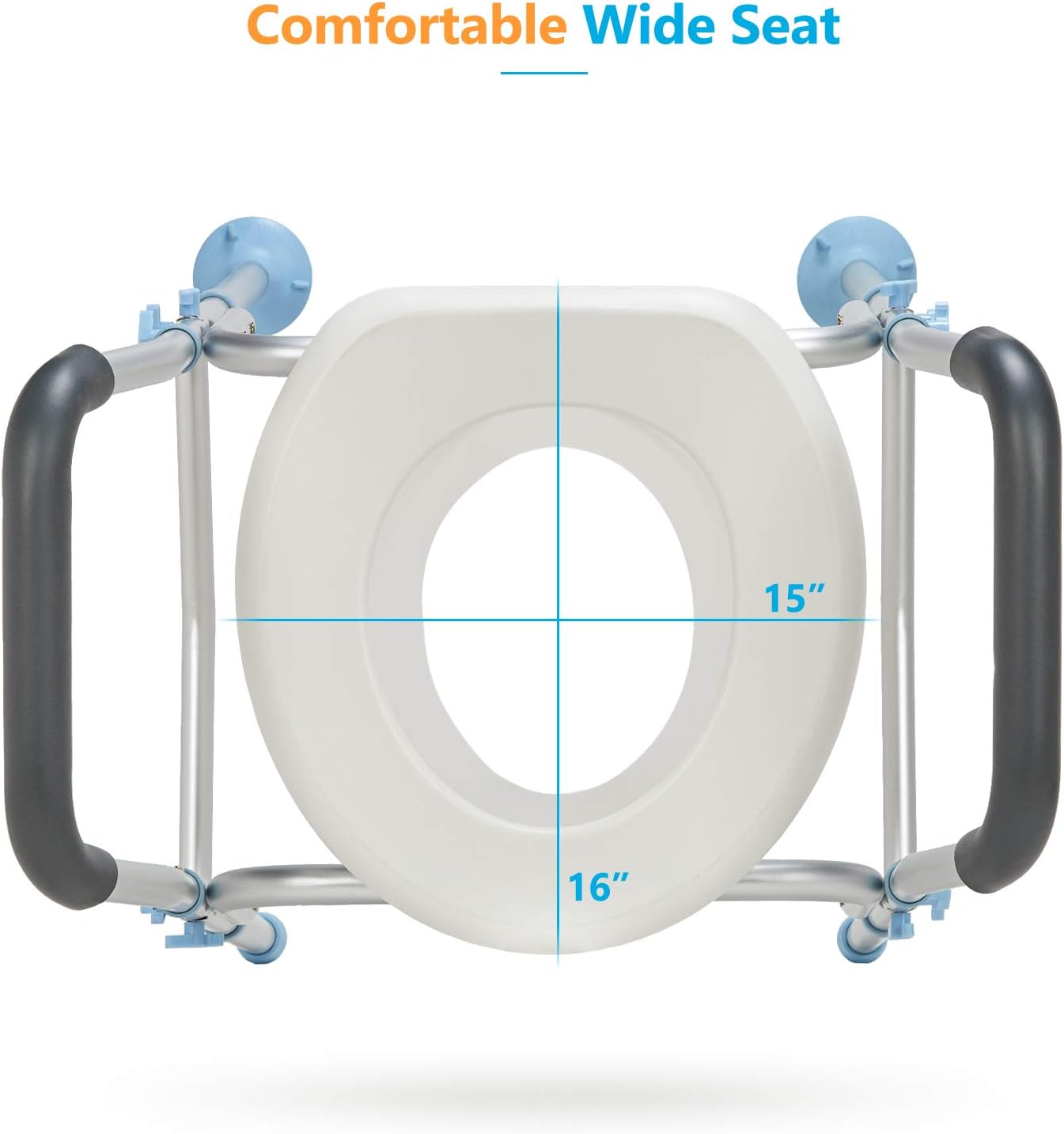 OasisSpace Stand Alone Raised Toilet Seat 300lbs - Heavy Duty Medical Raised Homecare Commode and Safety Frame, Height Adjustable Legs, Bathroom Assist Frame for Elderly, Handicap, Disabled: Health & Personal Care