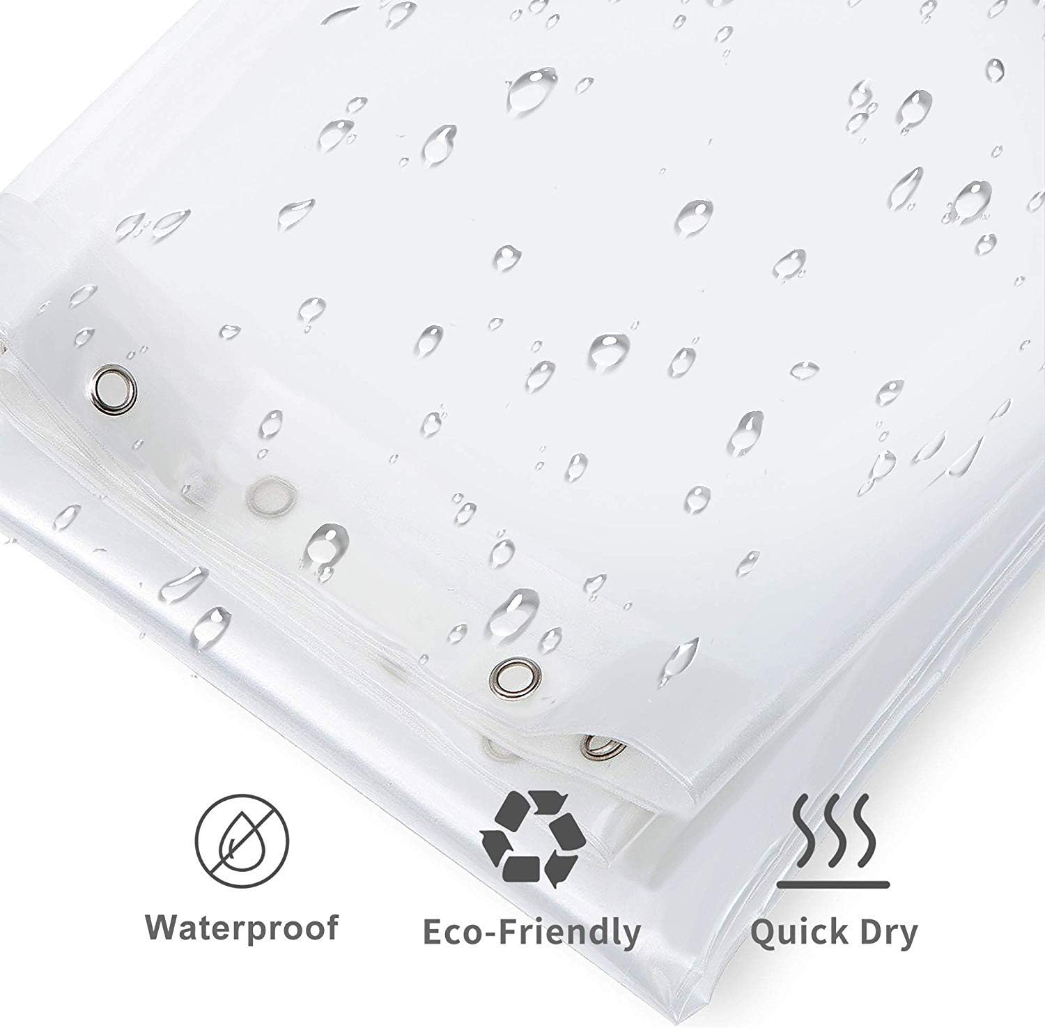 Downluxe Clear Shower Curtain Liner 72x72 - PEVA 3 Gauge Light Weight,Waterproof,Odorless with Rust-Resistant Grommets Holes: Kitchen & Dining