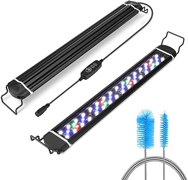 Amazon 水槽 ライト 水槽ライト60cm 四色 白 赤 青 緑 水槽用照明 アクアリウムライト 45cm水槽用ledライト Zitrades 水槽 Led タイマー付き 明るさ調整 水槽照明 観賞魚飼育 水草育成 省エネ 長寿命 水族館ブラシ付き 45 65cmの水槽に対応 Zitrades ライト 照明