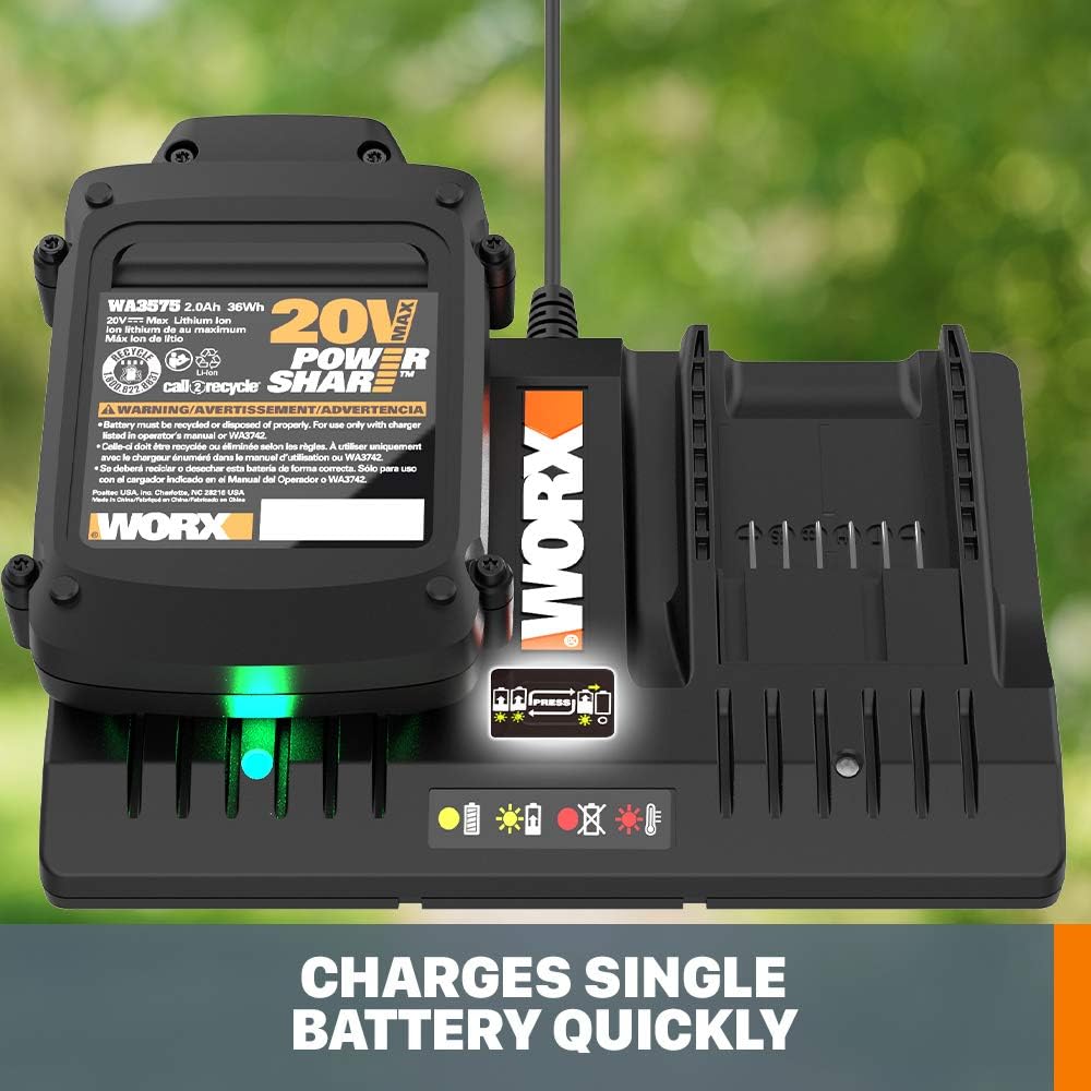 WORX WA3875 20V Li-ion Dual Port 2 Hour Charger : Garden & Outdoor