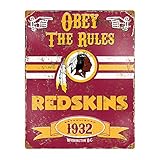 Party Animal NFL Embossed Metal Vintage Washington Redskins Sign