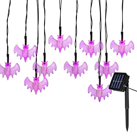 Yasolote 6m 30 Led Luci Solari Ghirlanda Luci Stringa Di Halloween Allaperto Luci Led Pipistrello Decorativo Per Halloween Natale Patio Casa