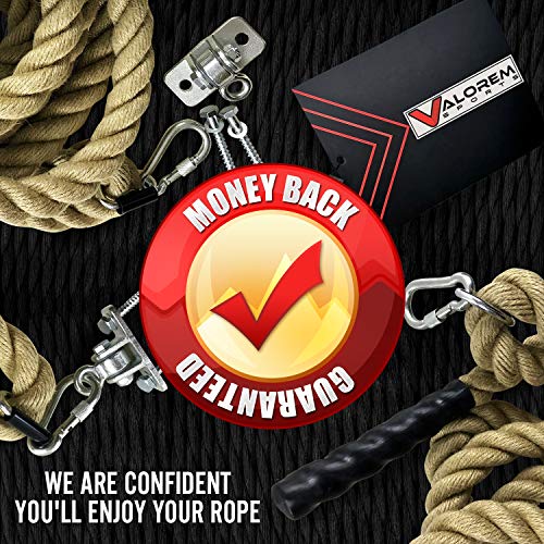 Valorem Sports Workout Gym Climbing Rope - Training Rope for Fitness Exercise - Hanger Included (15 FT)