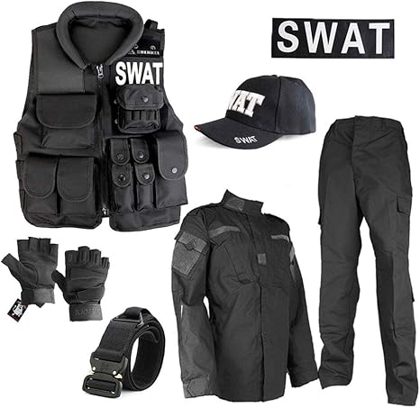 Amazon Shenkel シェンケル Swat コスプレ 7点セット Sサイズ Swat コスプレ 7点セット タクティカルベスト グローブ 帽子 ハロウィン ハロウィーン スワット Fbi ミリタリー サバイバルゲーム サバゲー 装備 服 服装 警察 警官 ポリス 黒 キャップ メンズ 男性