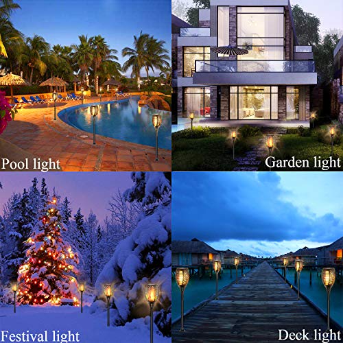 DIKAIDA 4 Pack Solar Torch Lights, Waterproof Flickering Flame Solar Torches Dancing Flames Landscape Decoration Lighting Dusk to Dawn Outdoor Security Path Light for Garden Patio Deck Yard Driveway