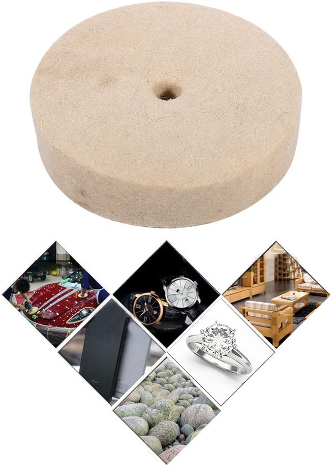 4 Inches Beige Wool Felt Polishing Wheel Round Buffing Grinding Wheel Wool Soft Felt Polisher Disc Pad - Image 5