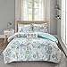 MI ZONE Tamil Comforter Set Twin/Twin XL Size - Blue White, Floral – 3 Piece Bed Sets – Ultra Soft Microfiber Teen Bedding for Girls Bedroom