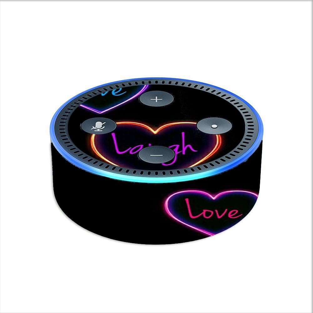 Amazon Com Skin Decal Vinyl Wrap For Amazon Echo Dot 2 2nd Generation Neon Hearts Live Love Life Kindle Store