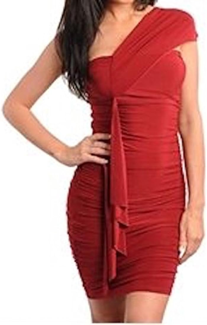 one shoulder waterfall dress