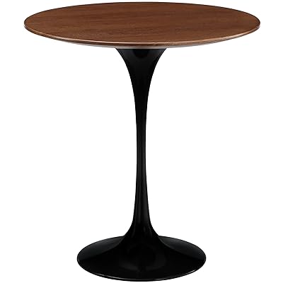 Modway Lippa 20" Mid-Century Modern Round Side Table, Walnut/Black