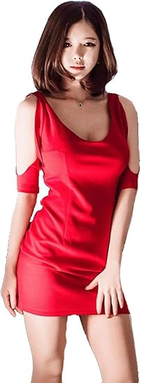 Amazon Co Jp Kimberley ワンピース ノースリーブ ミニ 赤 タイト オフショルダー セクシー クラブ ドレス 服 ファッション小物