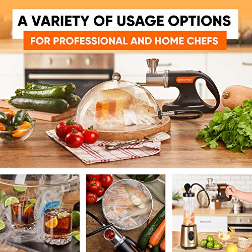Jo Chef Professional Handheld Smoke Gun - Cold Smoker + Vacuum Function - USB Smoking Gun Food Smoker - Wood Chips Included - Ideal Gift for Chefs and Mixologists - Use for Sous Vide, Cocktails
