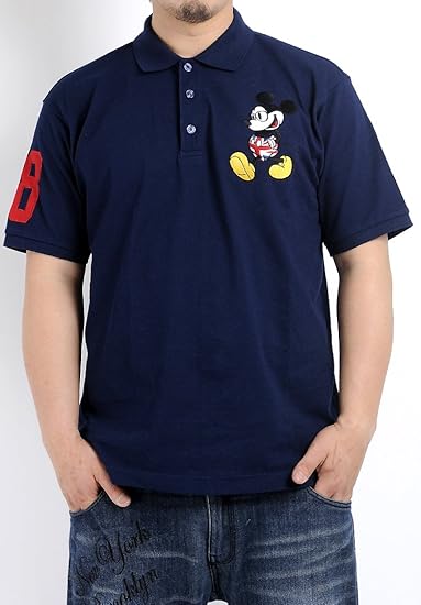 Amazon ディズニー Disney 大きいサイズ 2l 3l 4l ポロシャツ メンズ 吸汗 速乾 鹿の子 ビッグ エンブレム ポロ 半袖 67 ネイビー 4l ポロシャツ 通販
