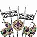 Mardi Gras Paper Straw Decor - Masquerade Party Striped Decorative Straws - Set of 24